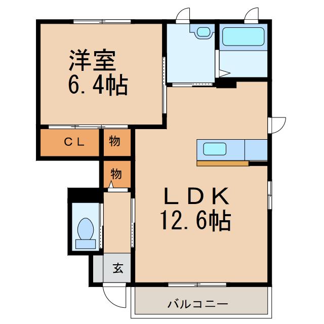 サンイーストクレセオ A(1LDK/1階)の間取り写真