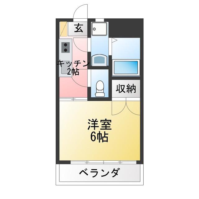 大野ハイムB(1K/2階)の間取り写真