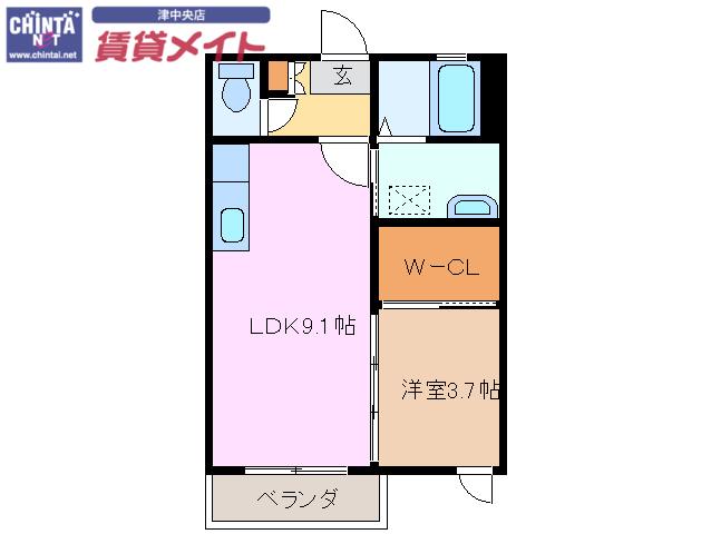 ボートハウスII(1LDK/2階)の間取り写真