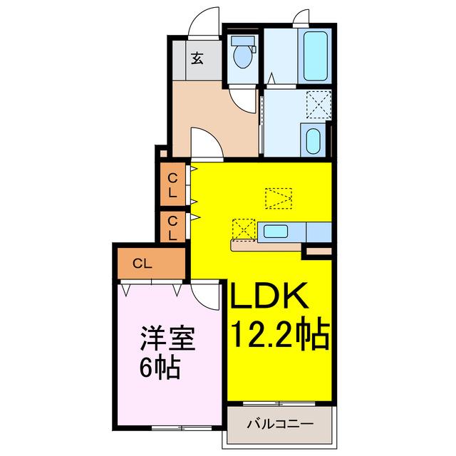 エアリークレメントII(1LDK/1階)の間取り写真