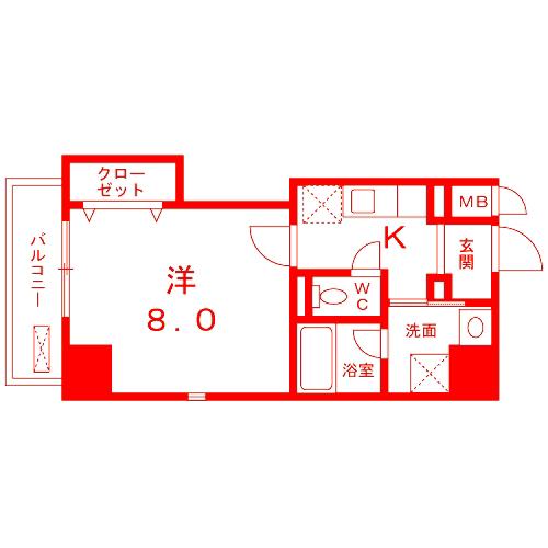 ザ・マンション横須賀(1K/8階)の間取り写真