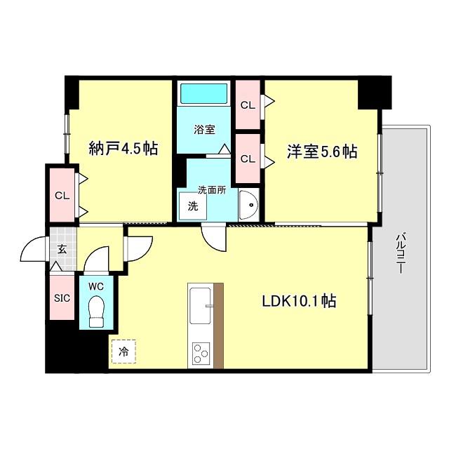LOUIS RESIDENCE弁天町(1SLDK/4階)の間取り写真