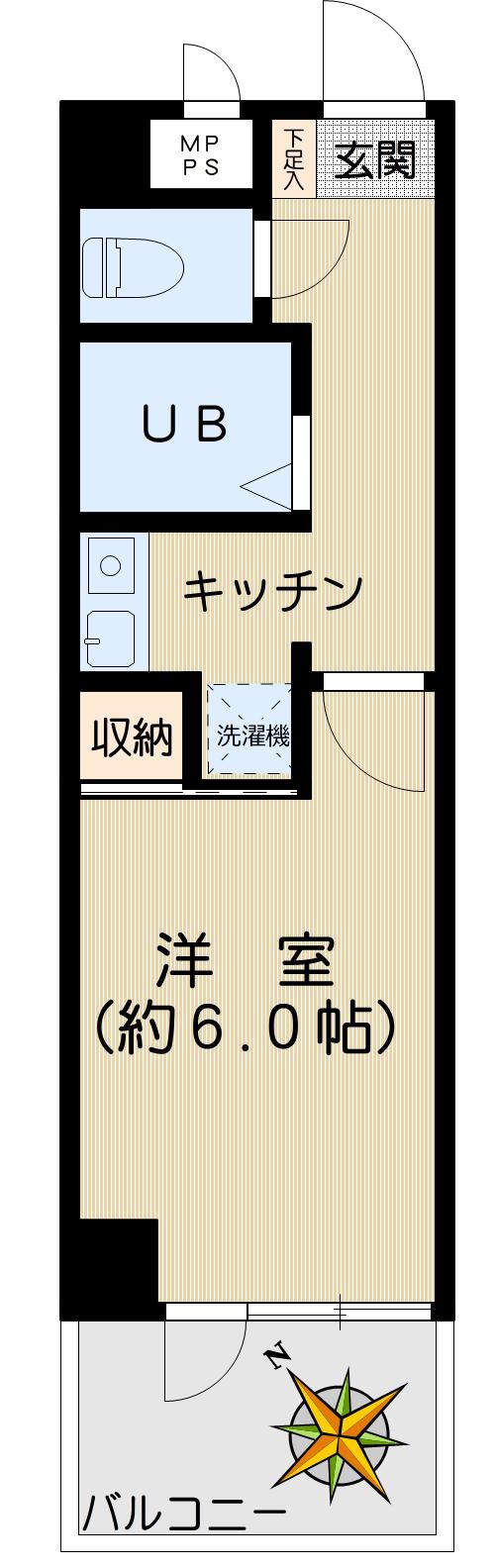 アスパ小石川(1K/4階)の間取り写真