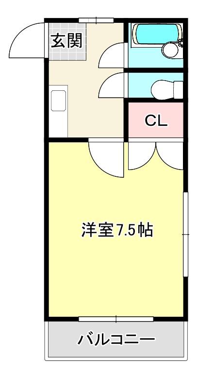 プランドール3(1K/2階)の間取り写真