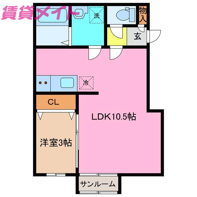 VIVRE(1LDK/2階)の間取り写真