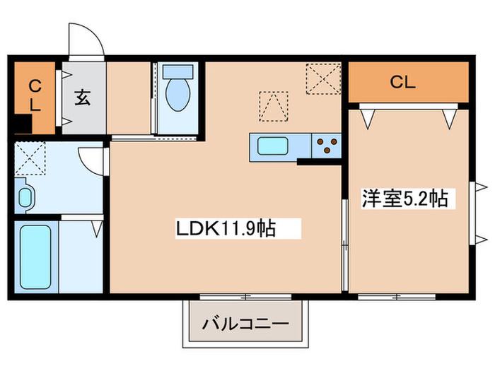 ブランメゾンB(1LDK/3階)の間取り写真