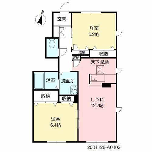 ローリエ(2LDK/1階)の間取り写真