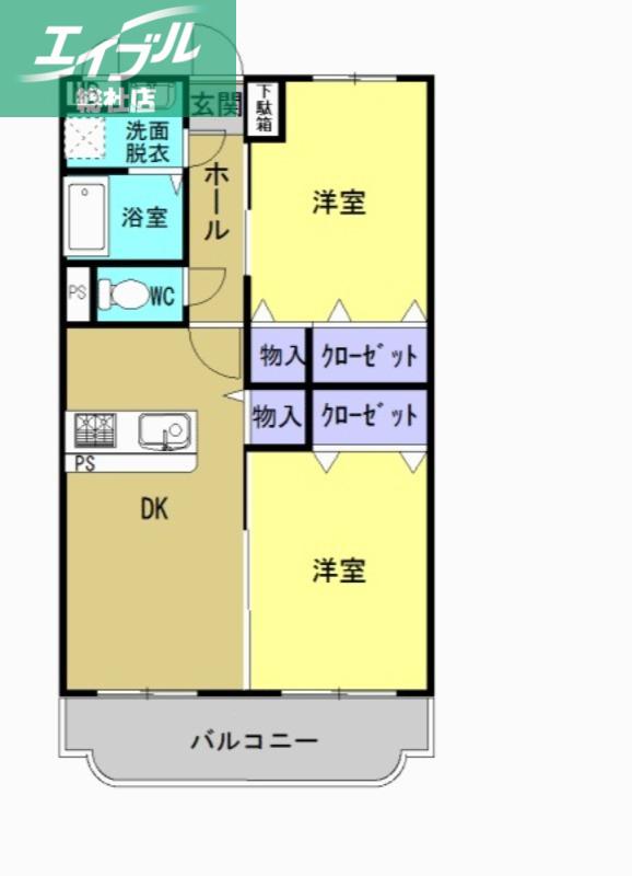 アルジェントシェソワ(2LDK/3階)の間取り写真