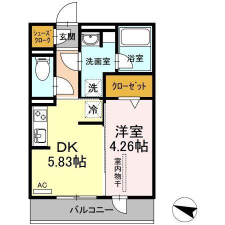 アヴェニ-ル(1DK/2階)の間取り写真