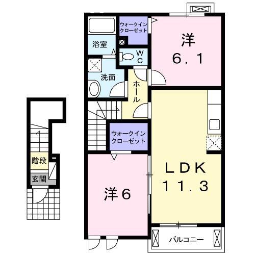 ブルック A(2LDK/2階)の間取り写真