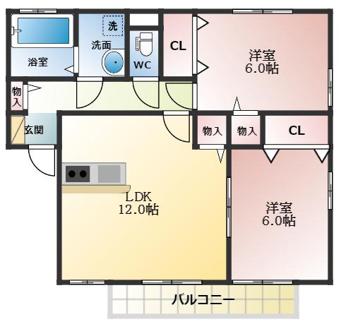 フローレスサクラ(2LDK/2階)の間取り写真