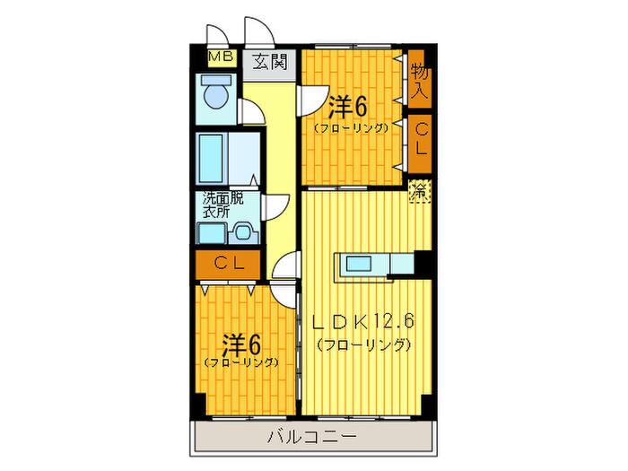 GRAND CHARIOT(2LDK/3階)の間取り写真