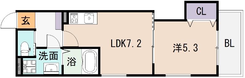 コラッジオ衣摺(1LDK/2階)の間取り写真