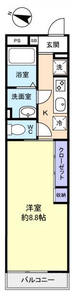 リブリ・ヴァンクール勝田台北(1K/3階)の間取り写真