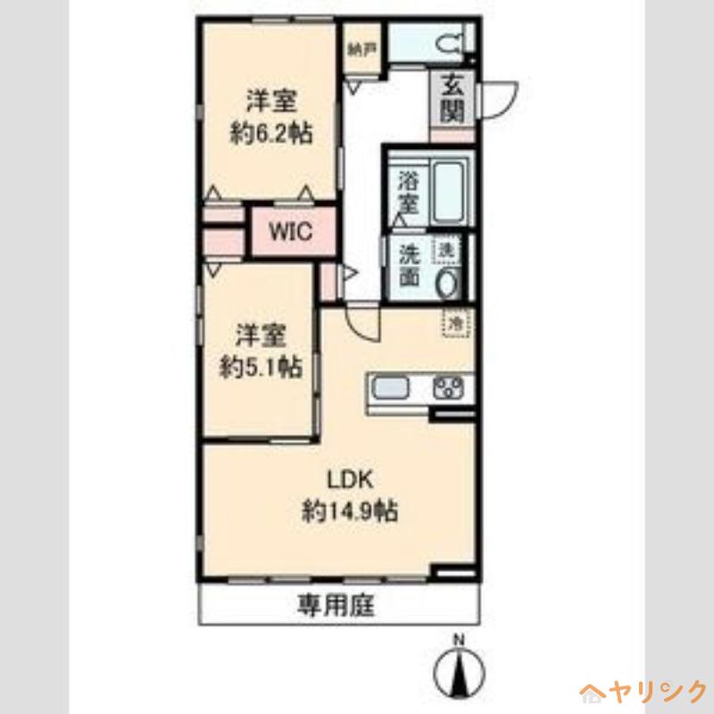 HEIM MAISON 庄内通駅東 B棟(2LDK/1階)の間取り写真
