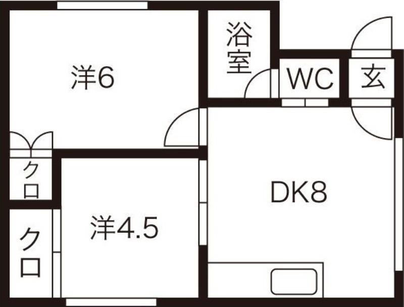 岩間ハイツⅠ(2DK/2階)の間取り写真