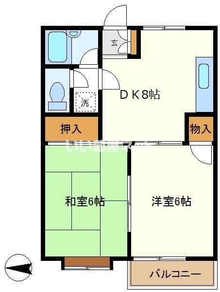 アンジュ1番館(2DK/2階)の間取り写真