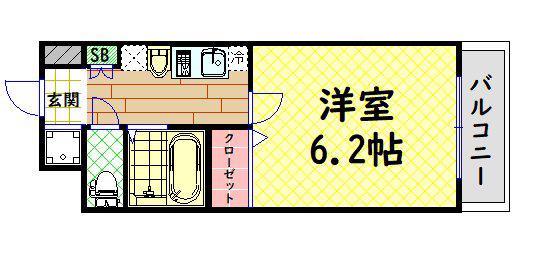 /オズレジデンス天下茶屋(1K/3階)の間取り写真