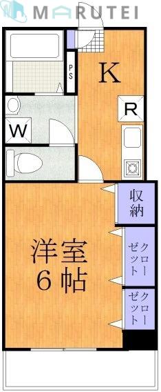 ハイムグリニッヂビル(1K/4階)の間取り写真