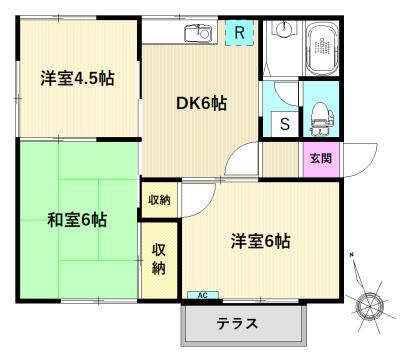 アネックス宮田(3DK/1階)の間取り写真