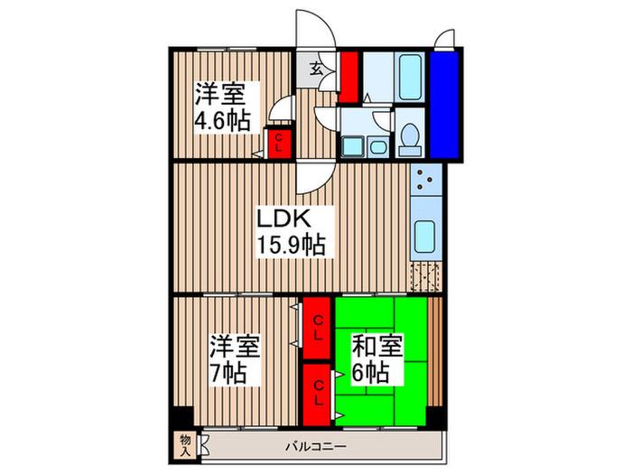 興栄マンションしらはた(3LDK/2階)の間取り写真