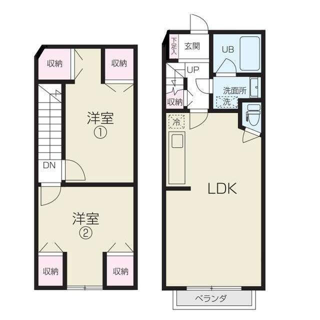 ECスプリングフィールド(2LDK/2階)の間取り写真