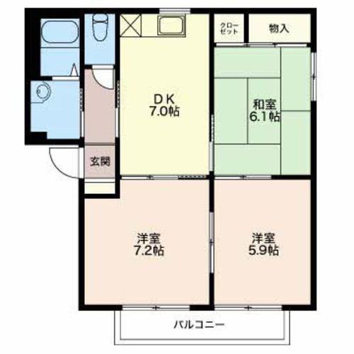 セピア B棟(3DK/2階)の間取り写真