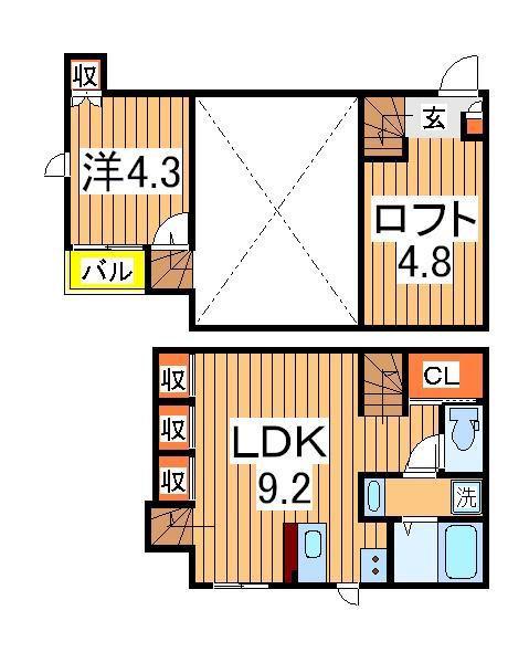 CB柏カジン(1LDK/2階)の間取り写真