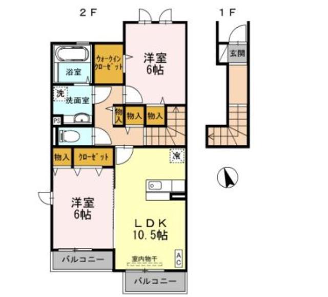 セジュール下瀬谷A棟(2LDK/2階)の間取り写真