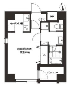 ST恵比寿(ワンルーム/4階)の間取り写真