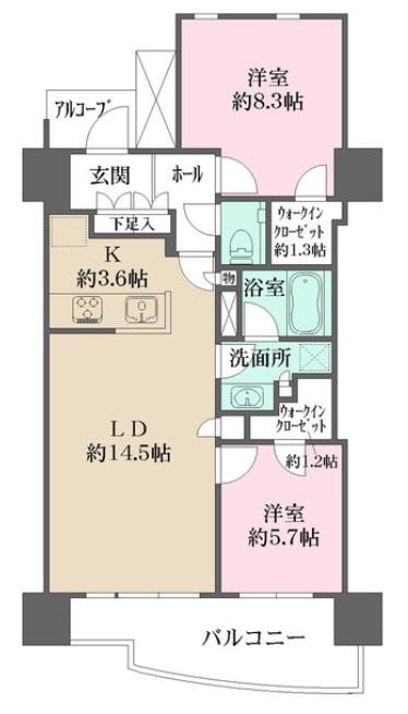 ブルーハーバータワーみなとみらい(2LDK/18階)の間取り写真