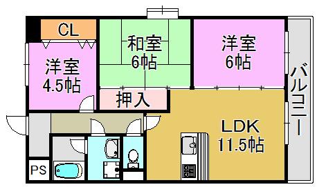 リーガルハイツ(3LDK/6階)の間取り写真