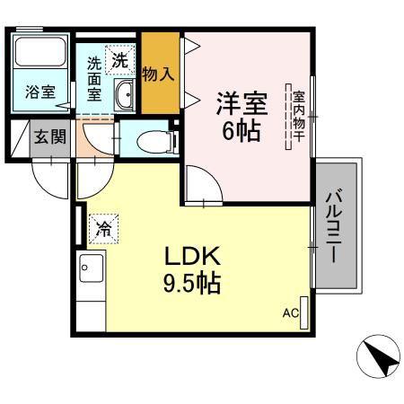 セジュールイトー(1LDK/1階)の間取り写真