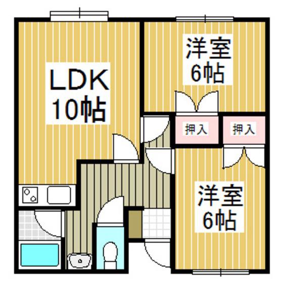 セフティー2(2DK/2階)の間取り写真