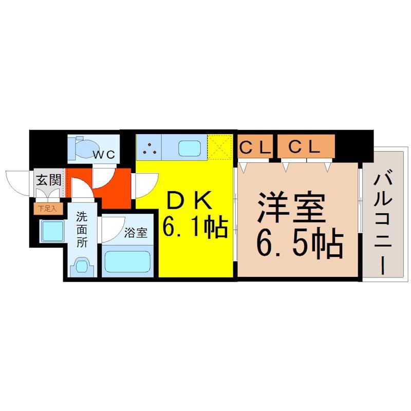 タウンコート御園(1DK/2階)の間取り写真