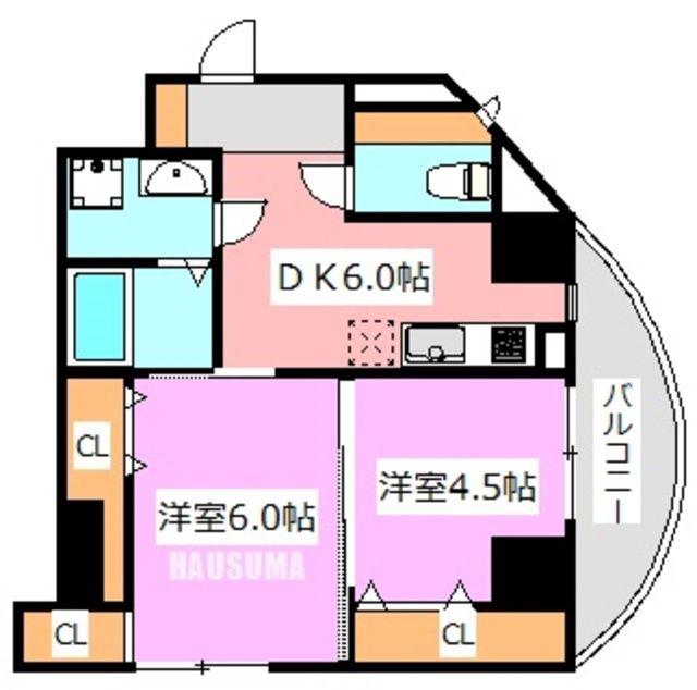 ハイツグレース(2DK/10階)の間取り写真
