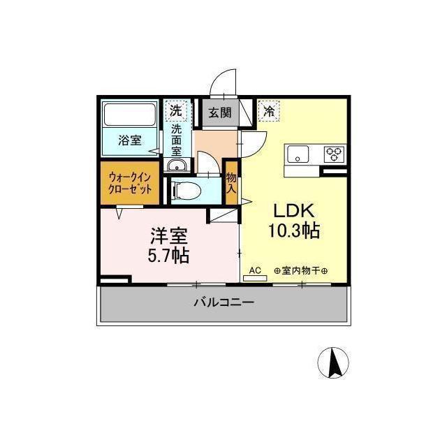 D-ROOM クレール(1LDK/1階)の間取り写真