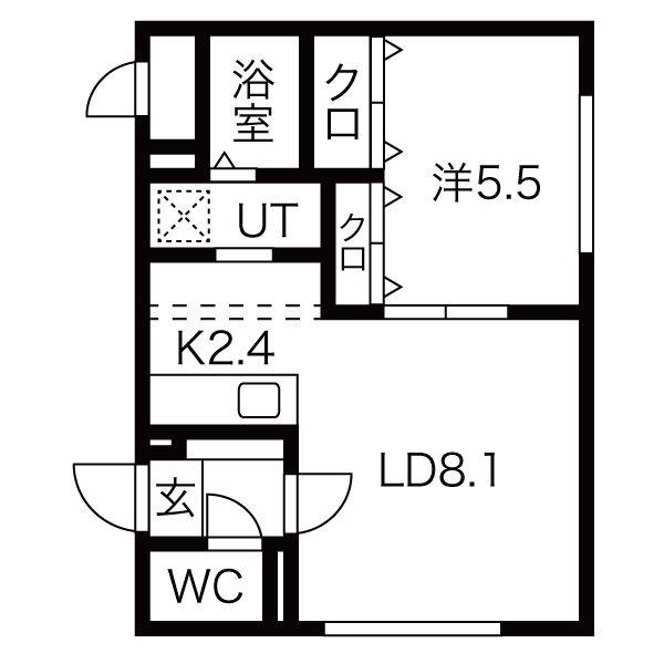 グランメール アーバンII(1LDK/2階)の間取り写真