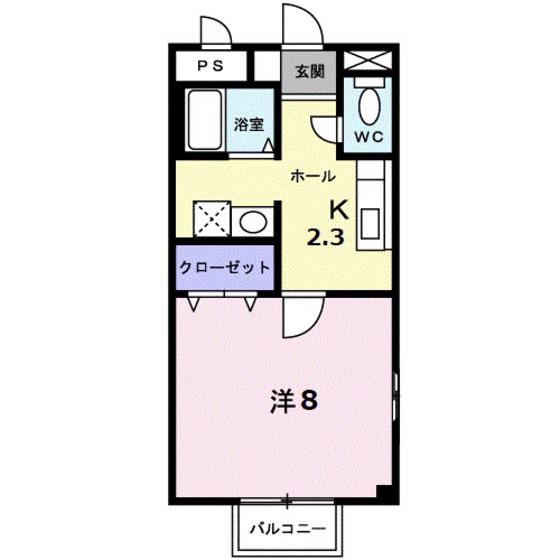 フラット浜野(1K/1階)の間取り写真