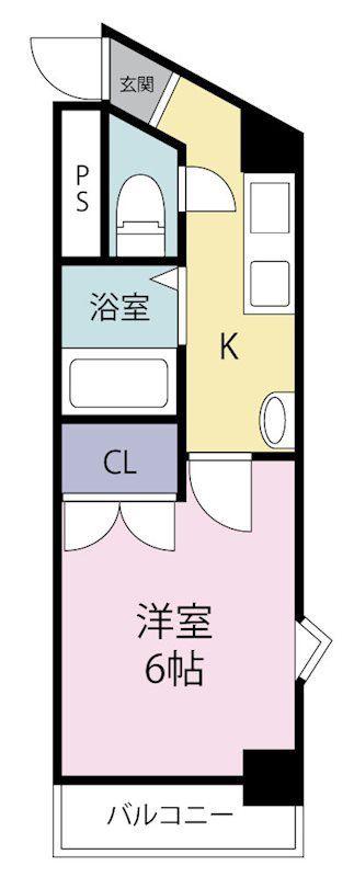 ビブレ城野(1K/7階)の間取り写真
