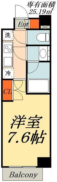 クレストコートTS吾妻橋(1K/2階)の間取り写真