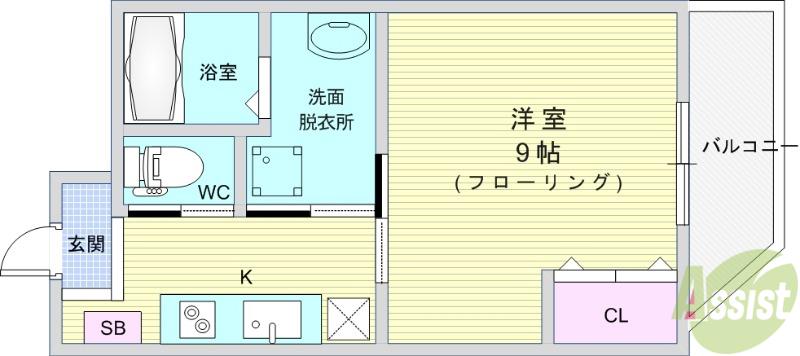 PALETTE(1K/3階)の間取り写真