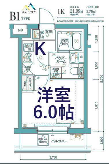 ECREDE横濱吉野町(1K/7階)の間取り写真