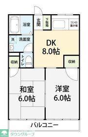 クロノス宮原(2DK/1階)の間取り写真