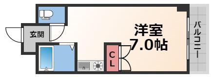 メゾン新今里(ワンルーム/2階)の間取り写真