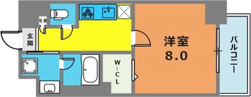 ウエストヒルズ大倉山(1K/8階)の間取り写真