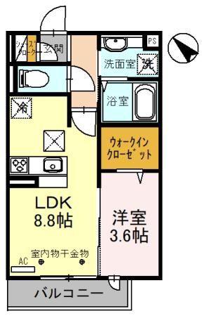 フェリーチェ(1LDK/2階)の間取り写真