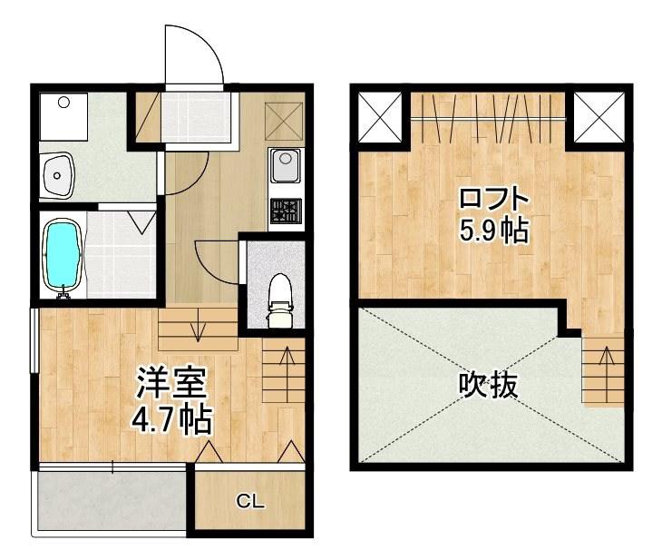 MODERN PALAZZO 戸石BRILLER(1SK/2階)の間取り写真
