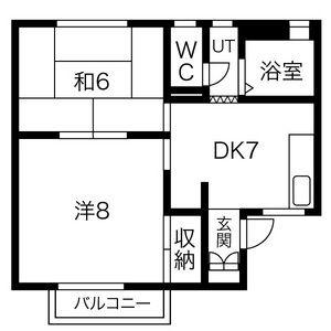 ホワイトアルス(2DK/2階)の間取り写真