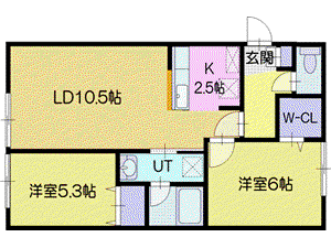 ユズDEマーブル(2LDK/2階)の間取り写真
